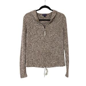 Vintage Limited Too Brown 1/4 Zip Hooded Pullover Sweater S/M y2k